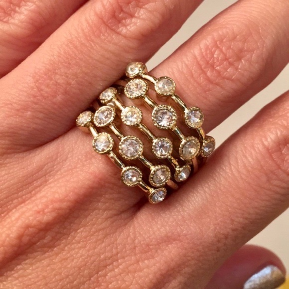Gorgeous Gold and Crystals accents Fashion Ring - Picture 1 of 5